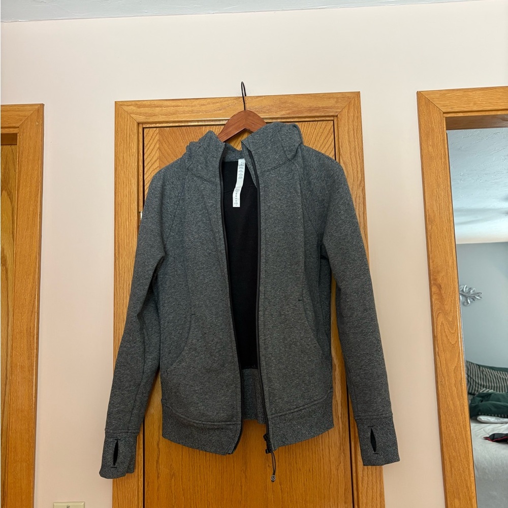 lululemon athletica Charcoal Gray Hooded Zip Bomber Jacket